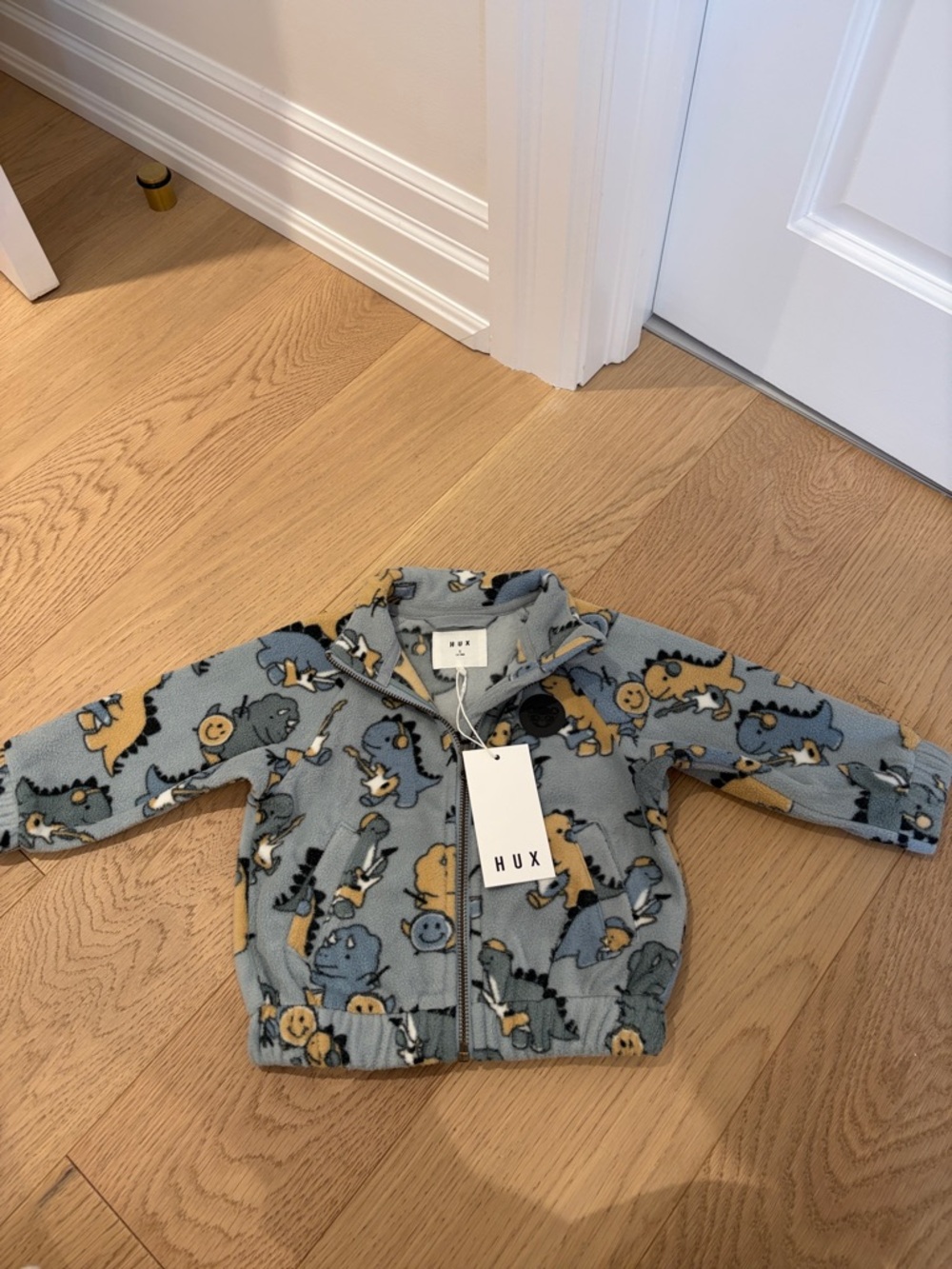 Hux Baby Blue Dino Fleece Zip Hoodie